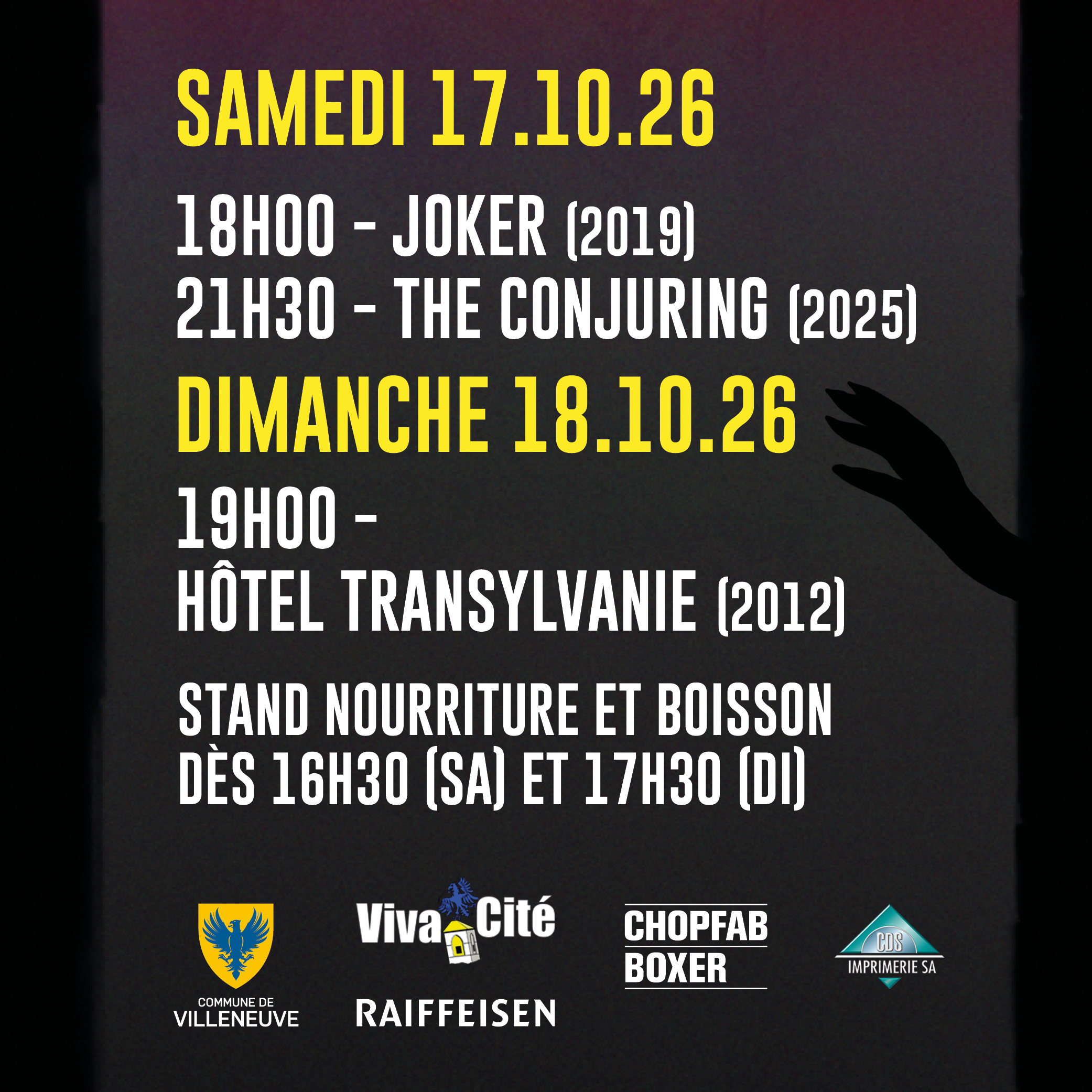 Programme des films et horaires du Ciné Drive 2026